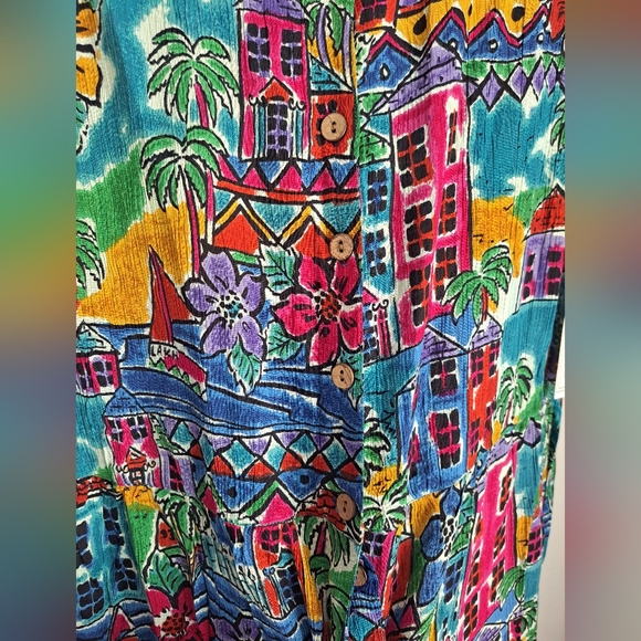 Day For Night Vintage Wide Leg Vacation Romper Jumpsuit #New Sz Large Fun Print - Picture 9 of 12